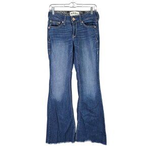 Womens Ariat R.E.A.L Denim Bootcut Jeans Dark Wash Frayed Hem Size 27L